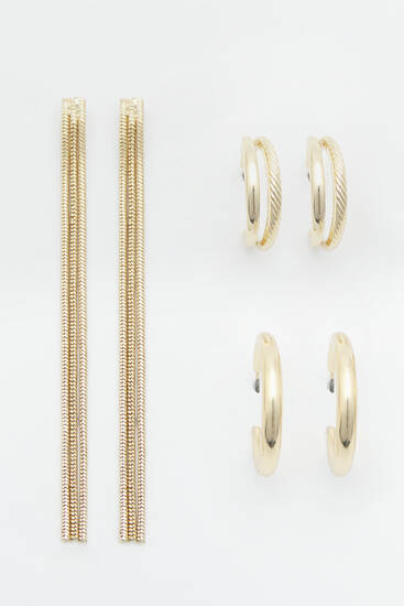 Pack of 3 pairs metallic earrings