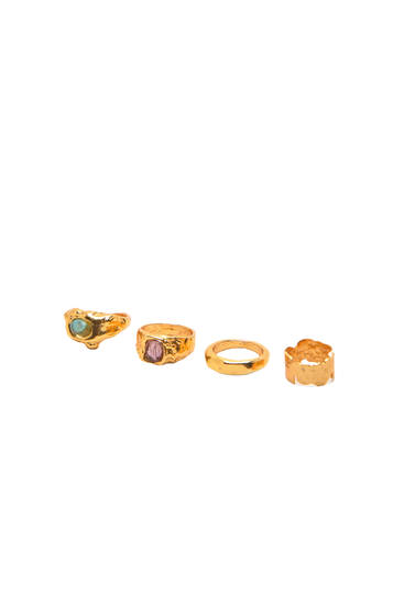Pack of 4 textured rings