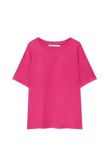 Pull&Bear Women's' Violet Oversize Short Sleeve T-Shirt