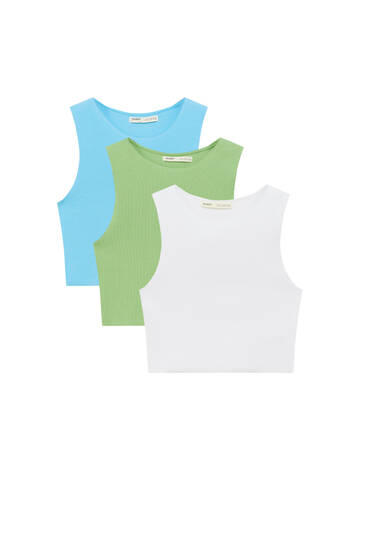 Pack 3 tank tops canalé