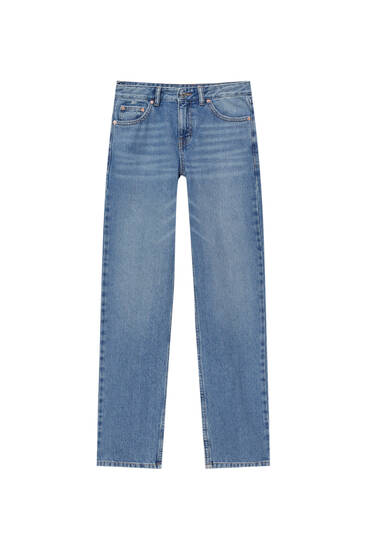 Mid-waist straight-leg jeans