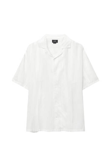 Σατινέ λευκό πουκάμισο με ρίγες