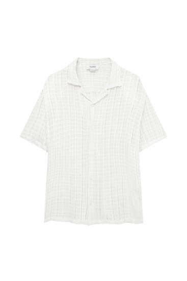 Short sleeve white openwork shirt