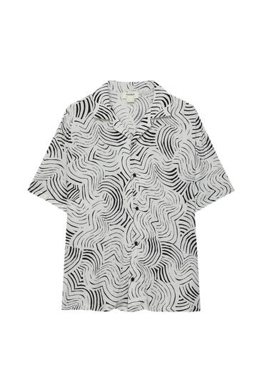 Short sleeve wave print shirt