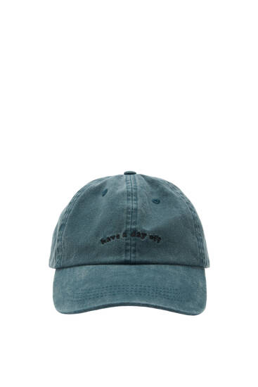 Faded-effect petrol blue cap