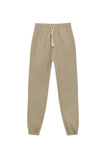 Rustic linen blend jogger trousers