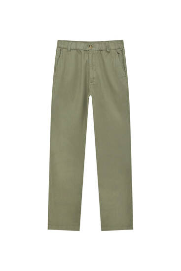 Linen blend chino trousers
