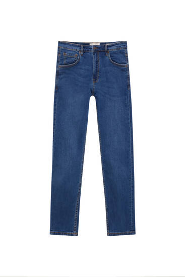 Jeans carrot fit básicos azul medio