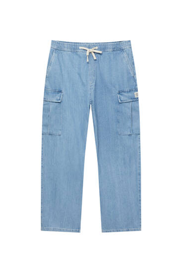 Cargo jeans with drawstrings