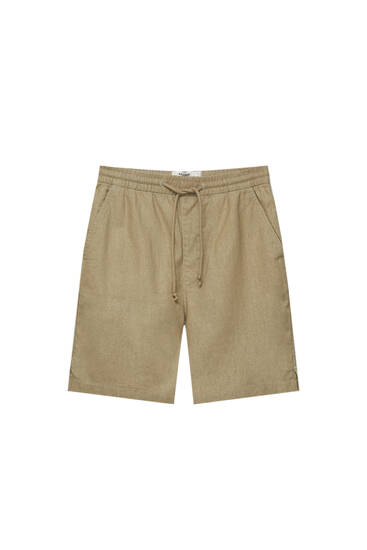 Linen blend trunk-style Bermuda shorts