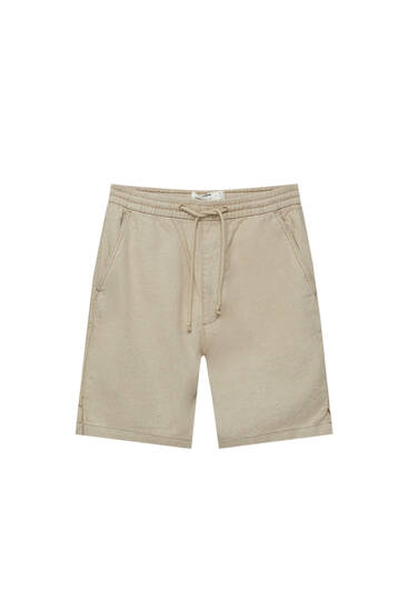Linen blend trunk-style Bermuda shorts