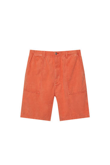 Orange corduroy Bermuda shorts