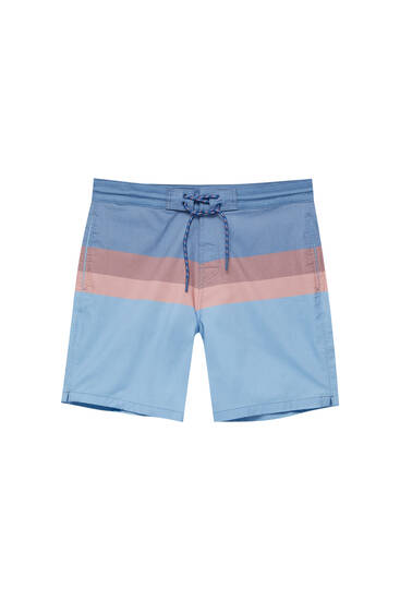 Colour block swimming trunks with double drawstrings