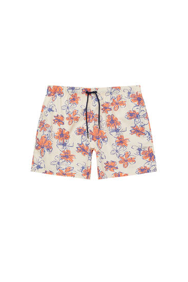 Short floral print swimming trunks