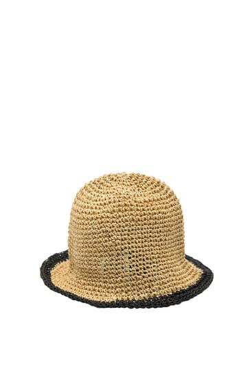Crochet hat with contrast hem