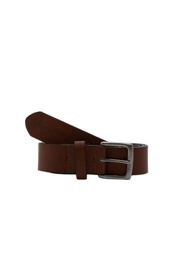 Brown faux suede belt