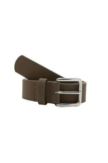 Brown textured faux leather belt