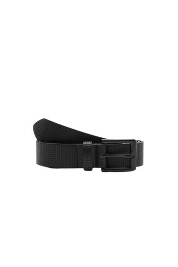 Black faux leather polka dot belt