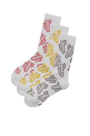 3-pack of socks with cactus prints.