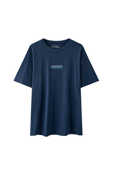 Blue T-shirt with a front slogan