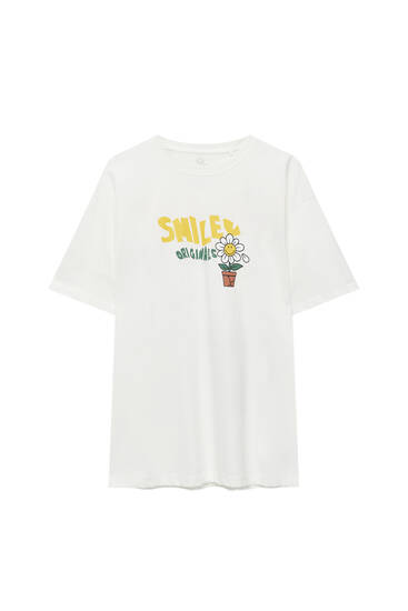 T-Shirt mit Smiley und Margerite