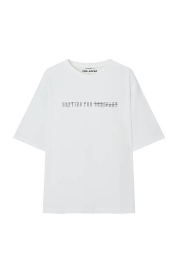 Cropped T-shirt with front slogan