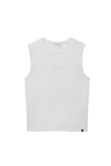 Tank top with rolled trim