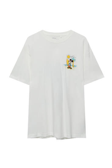 T-shirt blanc Mickey Mouse manches courtes
