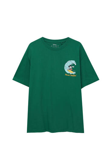 T-shirt vert Mickey Mouse manches courtes