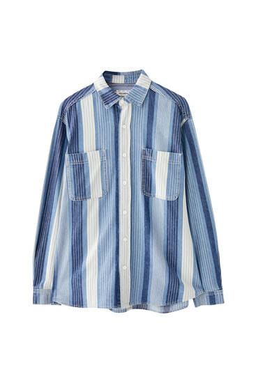 Blue striped long sleeve shirt