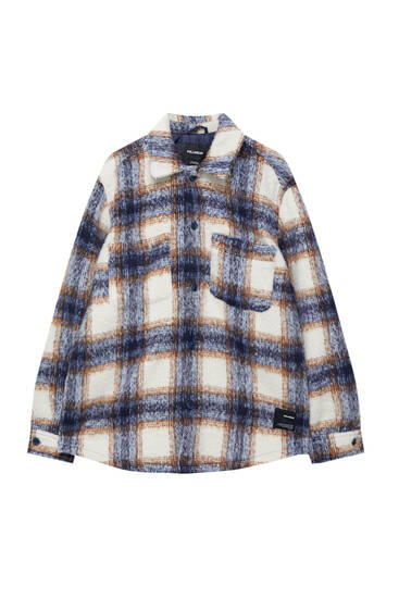 Checked faux fur overshirt