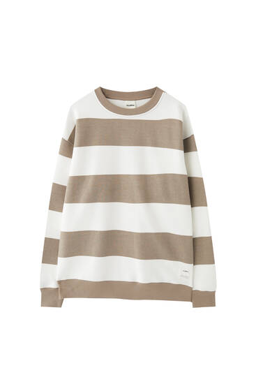 Basic round neck striped sweatshirt