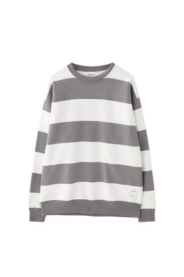 Basic round neck striped sweatshirt