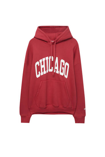 Roter Hoodie mit Kapuze Chicago