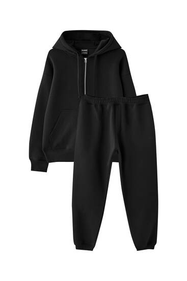 Basic zip-up hoodie tracksuit