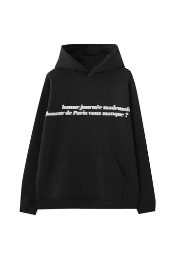 Black Paris slogan hoodie
