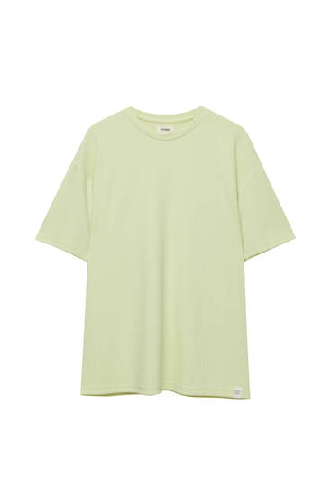 T-shirt molleton vert citron gaufré