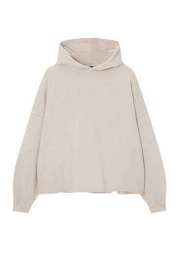 Cropped faded-finish hoodie
