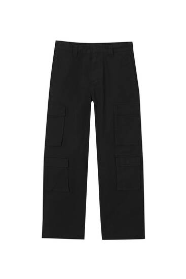 Baggy cargo trousers with multiple pockets