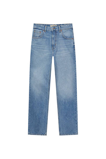 Jeans vintage rectos de diseño deslavado