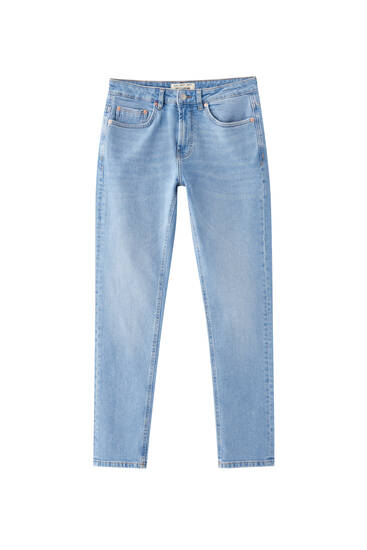 Blaugrüne Basic-Jeans im Slim-Fit