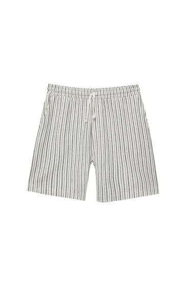 White striped jogger Bermuda shorts