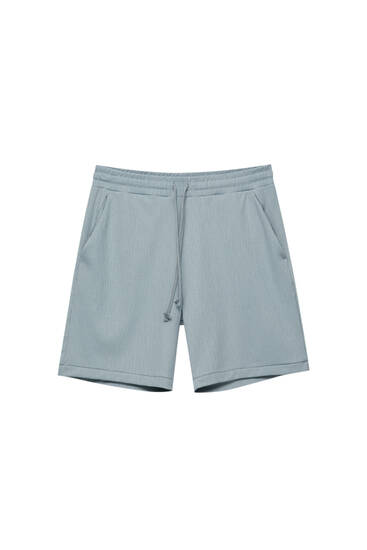 Pleated tracksuit jogging Bermuda shorts