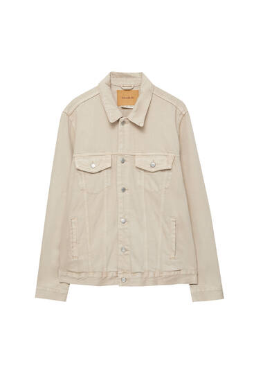 Pull&Bear Denim Jacket With Jersey Sleeves In Camo