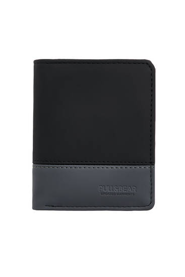 Vertical wallet with elastic detail