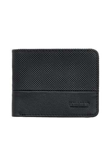 Black faux leather logo embossed wallet