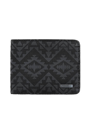 Black geometric print wallet with logo