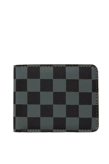 Checkered faux leather wallet - pull&bear