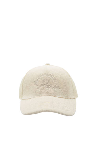 Towelling cap with Paris embroidery