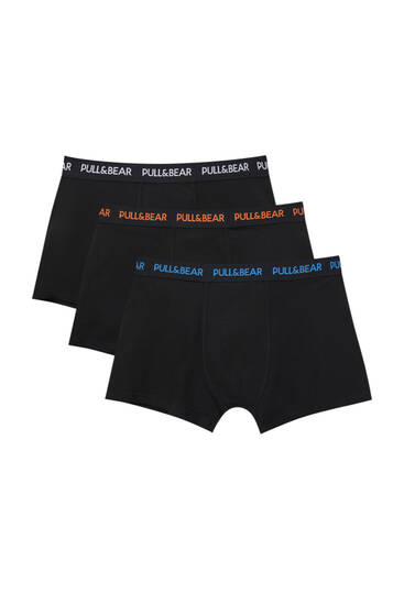 Pack of 3 black boxers with a contrast logo waist
